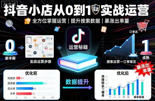 抖音小店从0到1实战运营，帮你全方位掌握小店运营，提升搜索数据与出单量-米创网