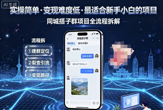 实操简单，变现难度低，最适合新手小白做的项目，每天轻松收入3张，同城搭子群项目全流程拆解-米创网