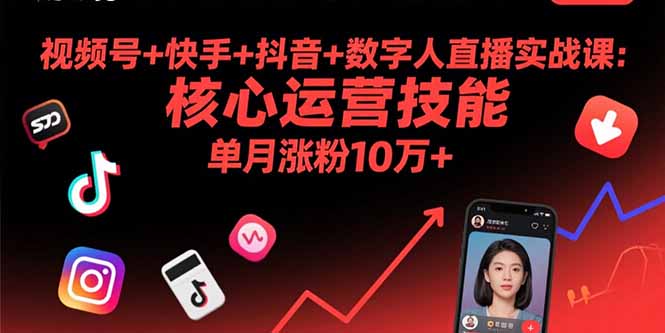 视频号+快手+抖音+数字人直播实战课(9月-米创网
