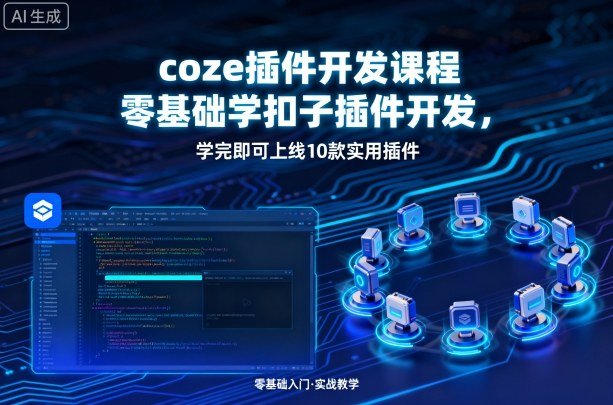 coze插件开发课程，零基础学扣子插件开发，学完即可上线10款实用插件-米创网