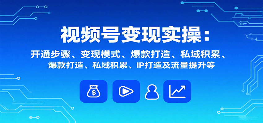 视频号变现实操，含开通步骤、变现模式、爆款打造、私域积累、IP打造及流量提升等-米创网