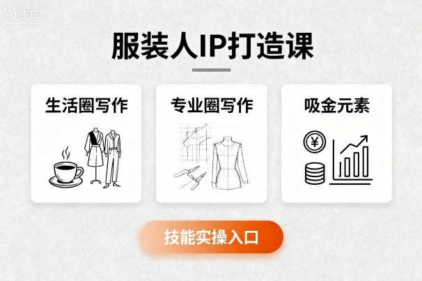 服装人IP打造课，文案创富+生活圈写作+专业圈写作+服装人专属+吸金元素+技能实操-米创网