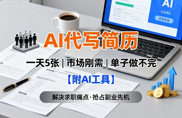 AI代写简历，一天5张，今年找工作难，市场刚需，单子做不完【附AI工具】-米创网