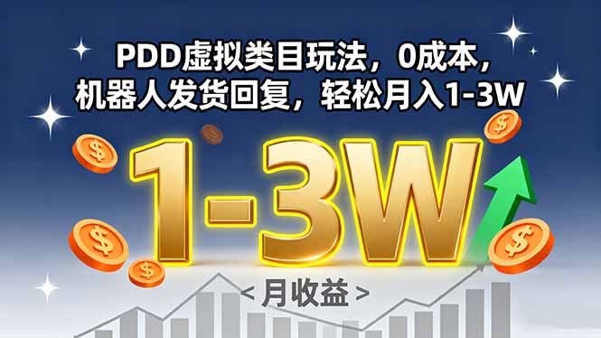 PDD虚拟类目玩法，0成本，机器人发货回复，轻松月入1-3W-米创网