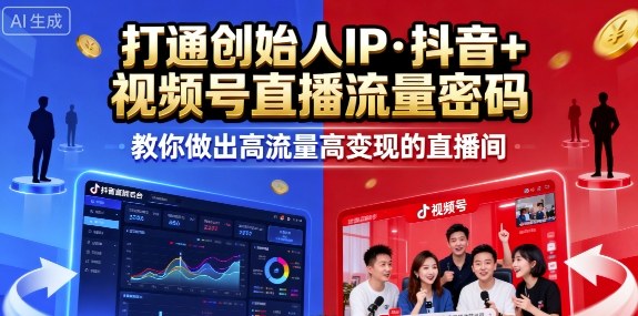 25年直播9-10两期线下课，打通创始人IP，抖音+视频号直播流量密码，教你做出高流量高变现的直播间-米创网