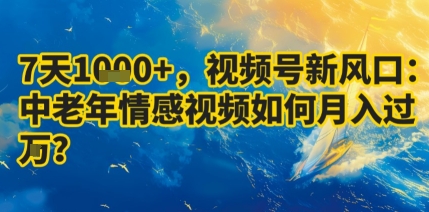 7天收益1k+，视频号新风口：中老年情感视频如何月入过W?-米创网
