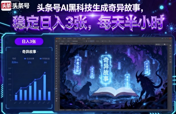 头条号AI黑科技生成奇异故事，稳定日入3张，每天半小时-米创网