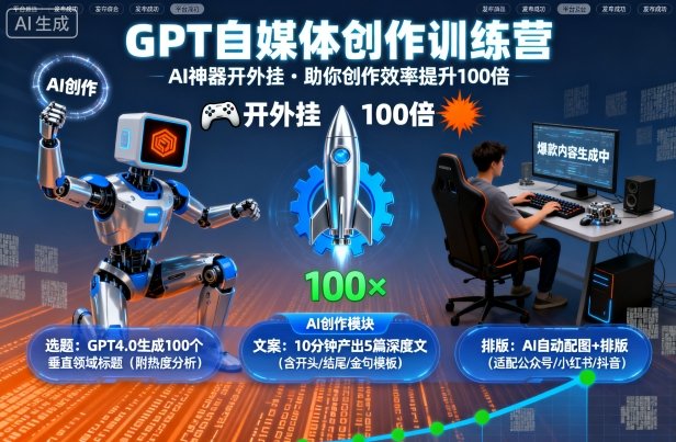 GPT自媒体创作训练营：AI神器开外挂，助你创作效率提升100倍-米创网