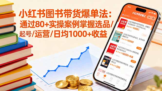 小红书图书带货爆单法：通过80+实操案例掌握选品/起号/运营/日均1000+收益-米创网