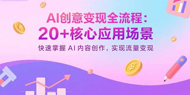 AI创意变现全流程：20+核心应用场景，快速掌握AI内容创作，实现流量变现-米创网