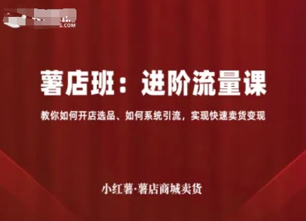 小红薯薯店商城卖货，进阶流量课，教你如何开店选品、如何系统引流，实现快速卖货变现-米创网