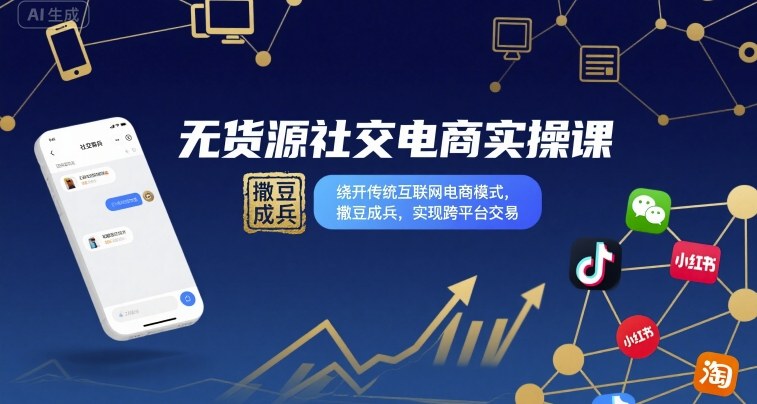 无货源社交电商实操课，绕开传统互联网电商模式，撒豆成兵，实现跨平台交易-米创网