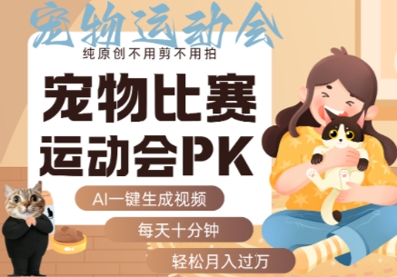 AI一键生成宠物比赛运动会PK视频，纯原创不用剪不用拍，每天十分钟，轻松月入过1W+-米创网