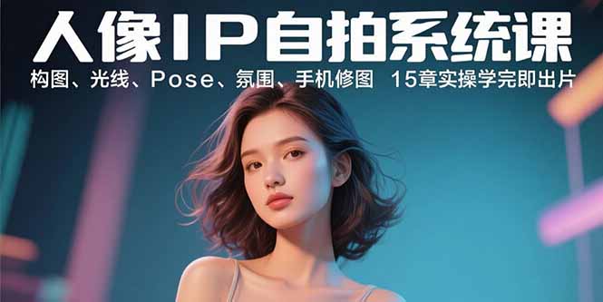 人像IP自拍系统课：构图、光线、Pose、氛围、手机修图 15章实操学完即出片-米创网