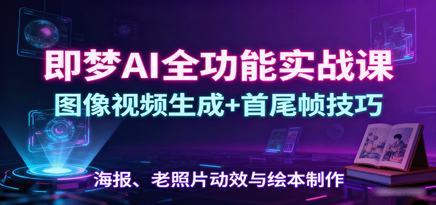 即梦AI全功能实战课：图像视频生成+首尾帧技巧，海报、老照片动效与绘本制作-米创网