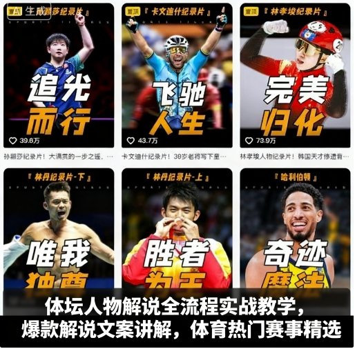 体坛人物解说全流程实战教学，爆款解说文案讲解，体育热门赛事精选-米创网
