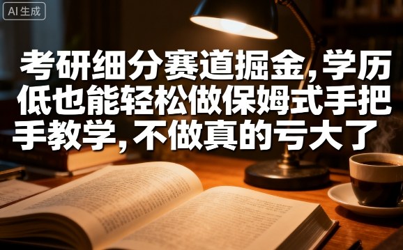 考研细分赛道掘金，日入1k+，学历低也能轻松做保姆式手把手教学，不做真的亏大了【揭秘】-米创网