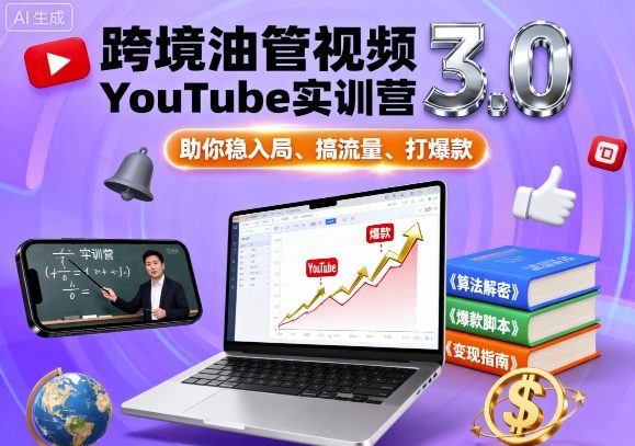 跨境油管视频YouTube实训营3.0，助你稳入局、搞流量、打爆款-米创网