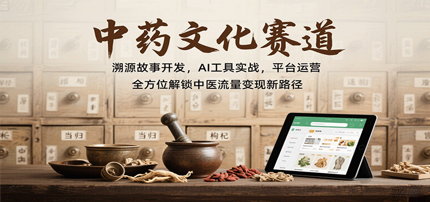 中药文化赛道：溯源故事开发，AI工具实战，平台运营，全方位解锁中医流量变现新路径-米创网