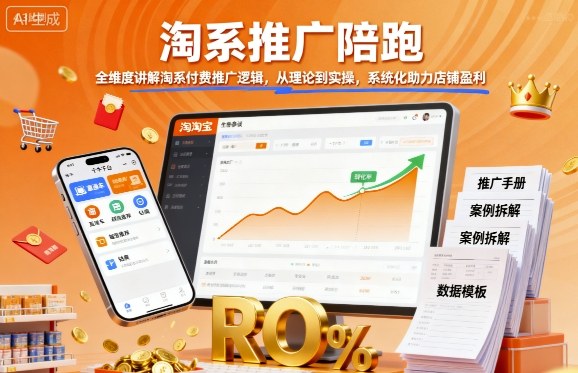 淘系推广陪跑，全维度讲解淘系付费推广逻辑，从理论到实操，系统化助力店铺盈利-米创网