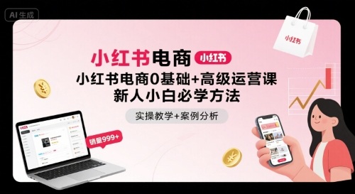 小红书电商0基础+高级运营课，新人小白必学方法，实操教学+案例分析-米创网