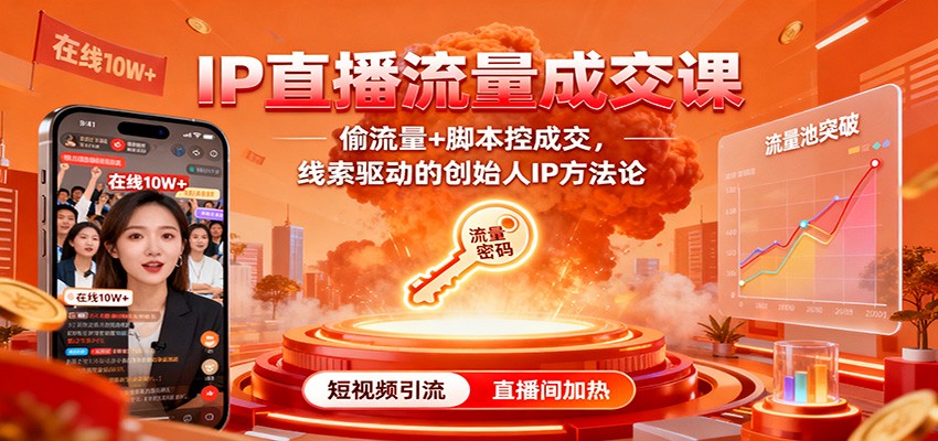 IP直播流量成交课：偷流量+脚本控成交，线索驱动的创始人IP方法论-米创网