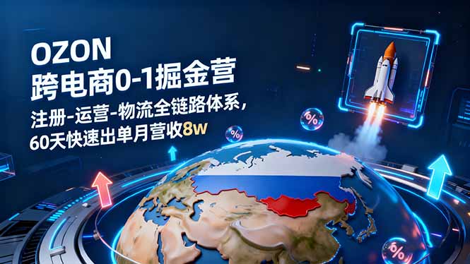 OZON跨境电商0-1掘金营：注册-运营-物流全链路体系，60天快速出单月营收8w-米创网
