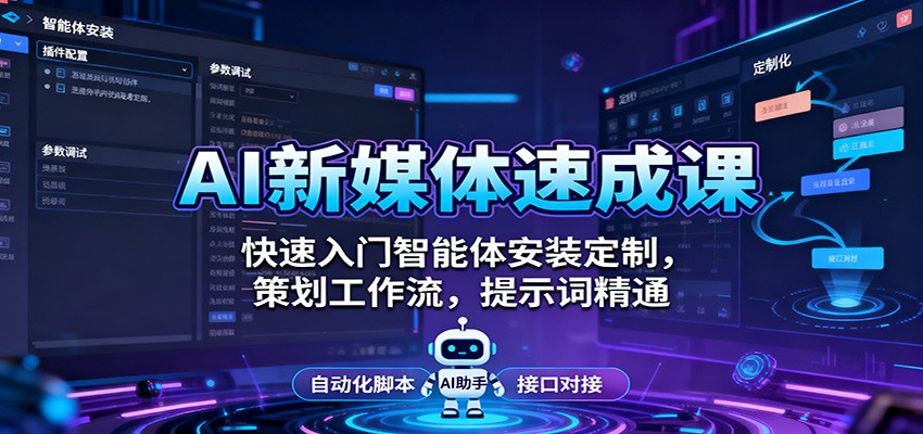 AI新媒体速成课：快速入门智能体安装定制，策划工作流，提示词精通-米创网