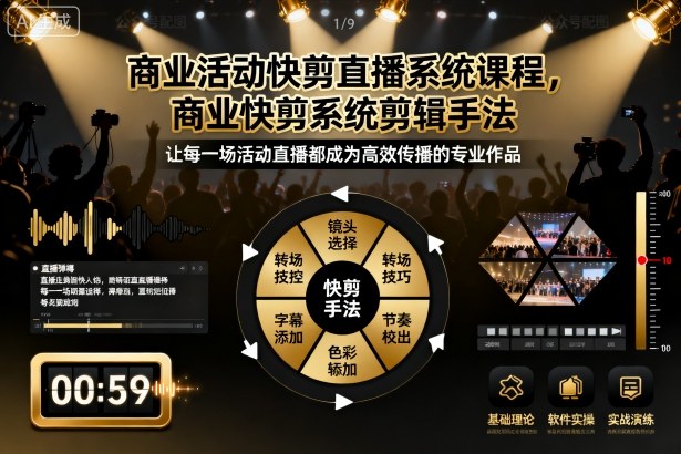 商业活动快剪直播系统课程，商业快剪系统剪辑手法-米创网