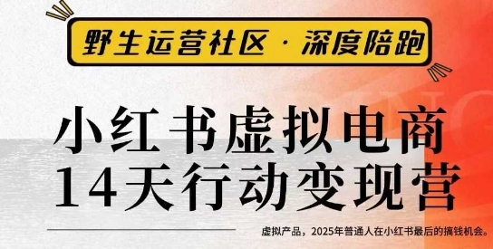 小红书虚拟电商14天变现训练营3.0，​虚拟产品，2025年普通人在小红书最后的搞钱机会-米创网