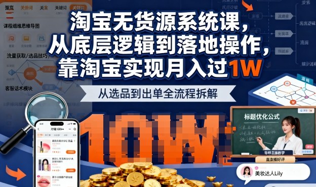 2025最新淘宝无货源系统课，从底层逻辑到落地操作，靠淘宝实现月入过1W(更新)-米创网