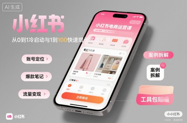 小红书电商运营课：从0到1冷启动与1到100快速增长实战教学-米创网