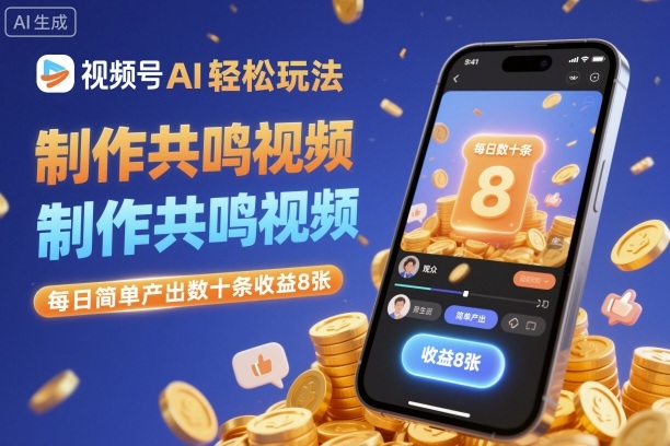 视频号AI轻松玩法，制作共鸣视频，每日简单产出数十条收益8张-米创网