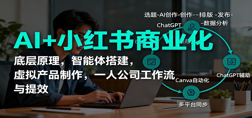 AI+小红书商业化，底层原理，智能体搭建，虚拟产品制作，一人公司工作流与提效-米创网