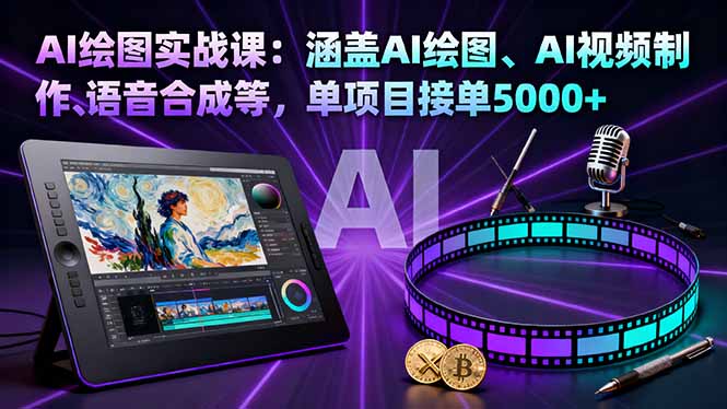 AI绘图实战课：涵盖AI绘图、AI视频制作、语音合成等，单项目接单5000+-米创网