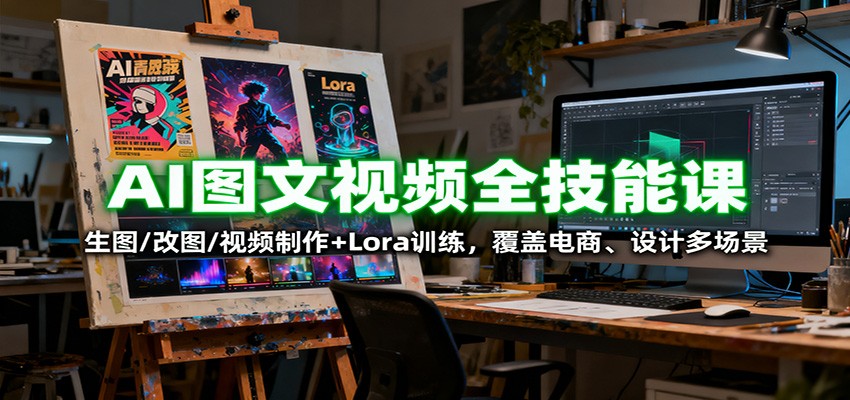 AI图文视频全技能课：生图/改图/视频制作+Lora训练，覆盖电商 、设计多场景-米创网