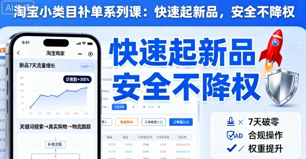 淘宝小类目补单系列课，快速起新品，安全不降权-米创网