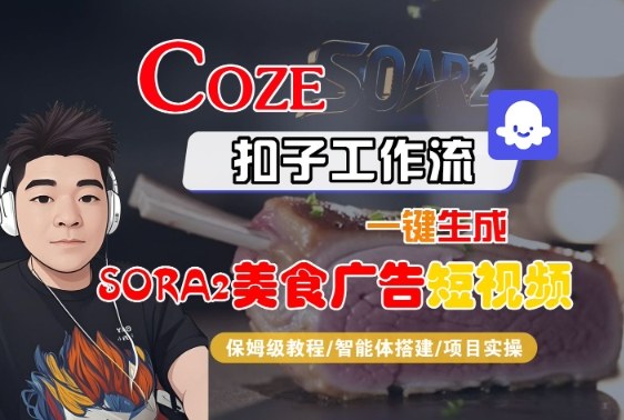 Coze扣子智能体工作流一键生成“SORA2美食广告“短视频，全流程保姆级教学-米创网