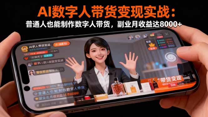 AI数字人带货变现实战：普通人也能制作数字人带货，副业月收益达8000+-米创网