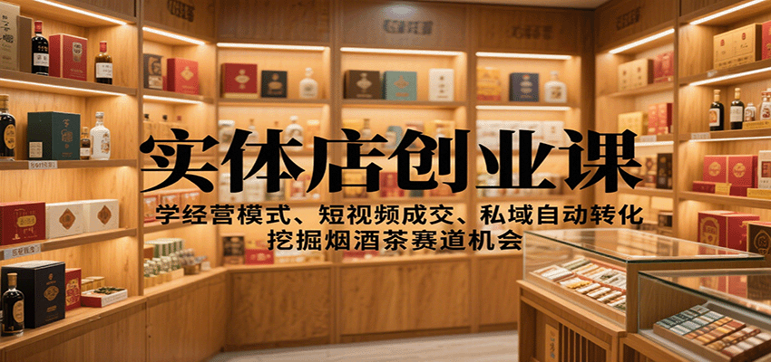 实体店创业课：学经营模式、短视频成交、私域自动转化，挖掘烟酒茶赛道机会-米创网