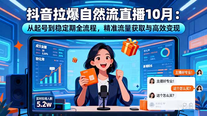 抖音拉爆自然流直播10月：从起号到稳定期全流程，精准流量获取与高效变现-米创网