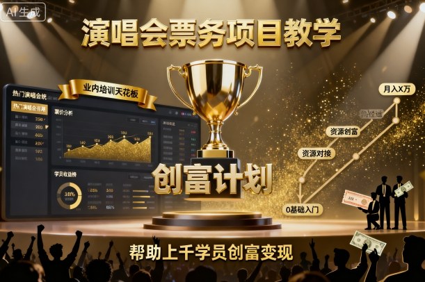 演唱会票务项目教学，业内培训天花板，帮助上千学员创富变现(更新)-米创网