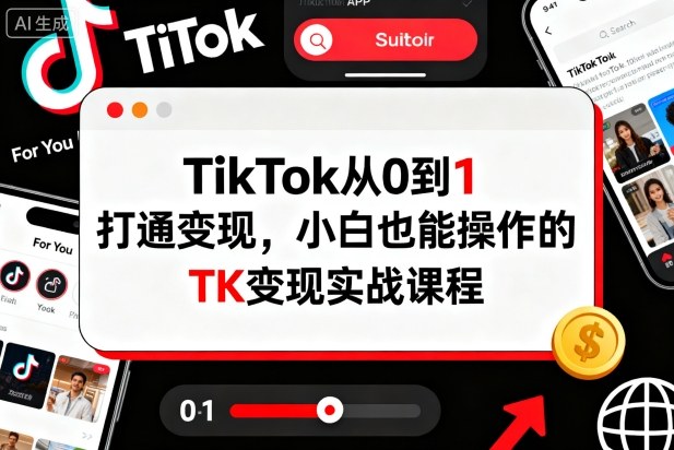 TikTok从0到1打通变现，小白也能操作的TK变现实战课程-米创网