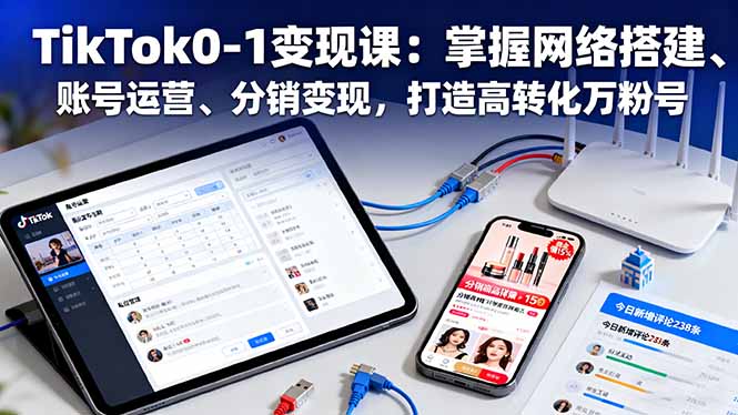 TikTok0-1变现课：掌握网络搭建、账号运营、分销变现，打造高转化万粉号-米创网