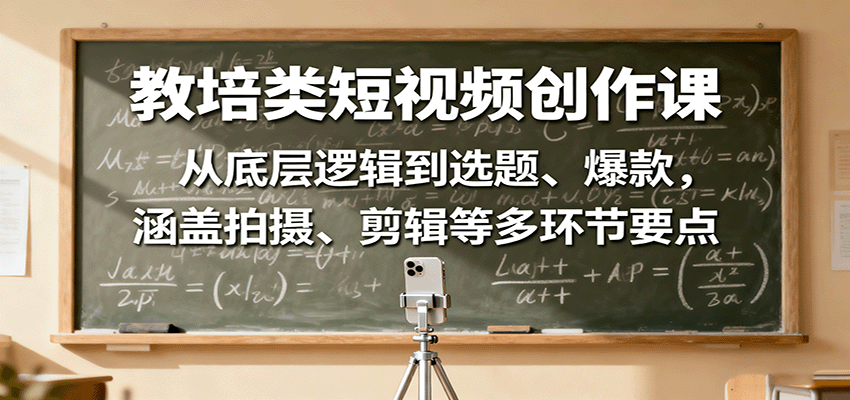 教培类短视频创作课：从底层逻辑到选题、爆款，涵盖拍摄、剪辑等多环节要点-米创网