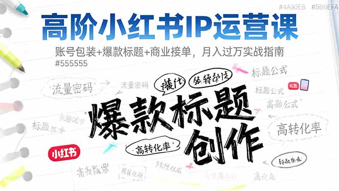 高阶小红书IP运营课：账号包装+爆款标题+商业接单，月入过万实战指南-米创网