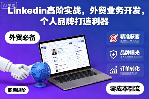 Linkedin高阶实战，外贸业务开发，个人品牌打造利器-米创网