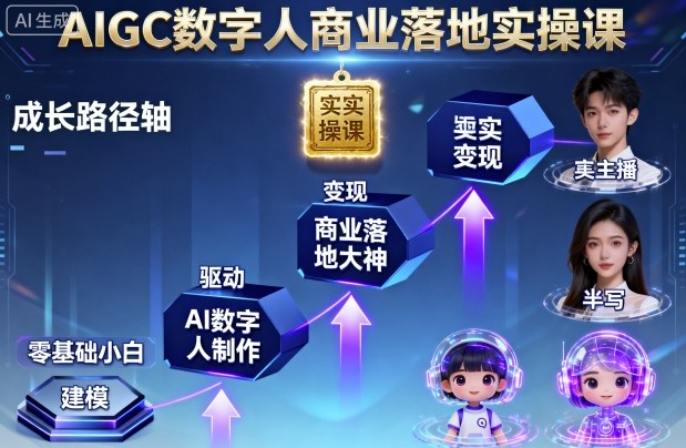 AIGC数字人商业落地实操课，从零基础小白到AI数字人大神-米创网
