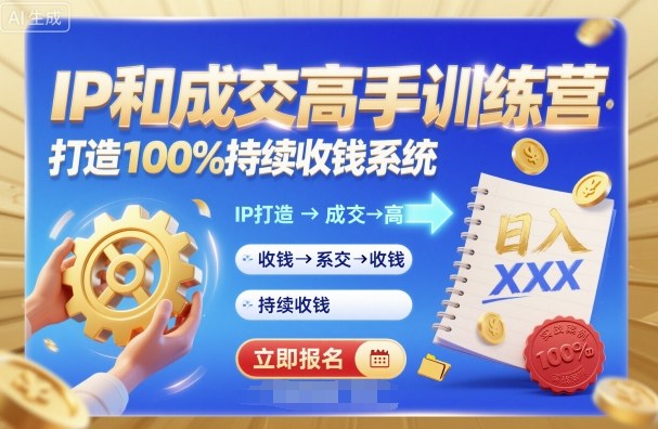 带你成为IP和成交高手的训练营，打造100%持续收钱系统-米创网