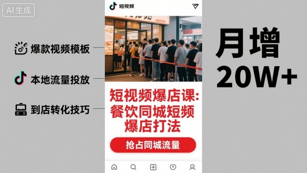 短视频爆店课，餐饮同城短视频爆店打法-米创网